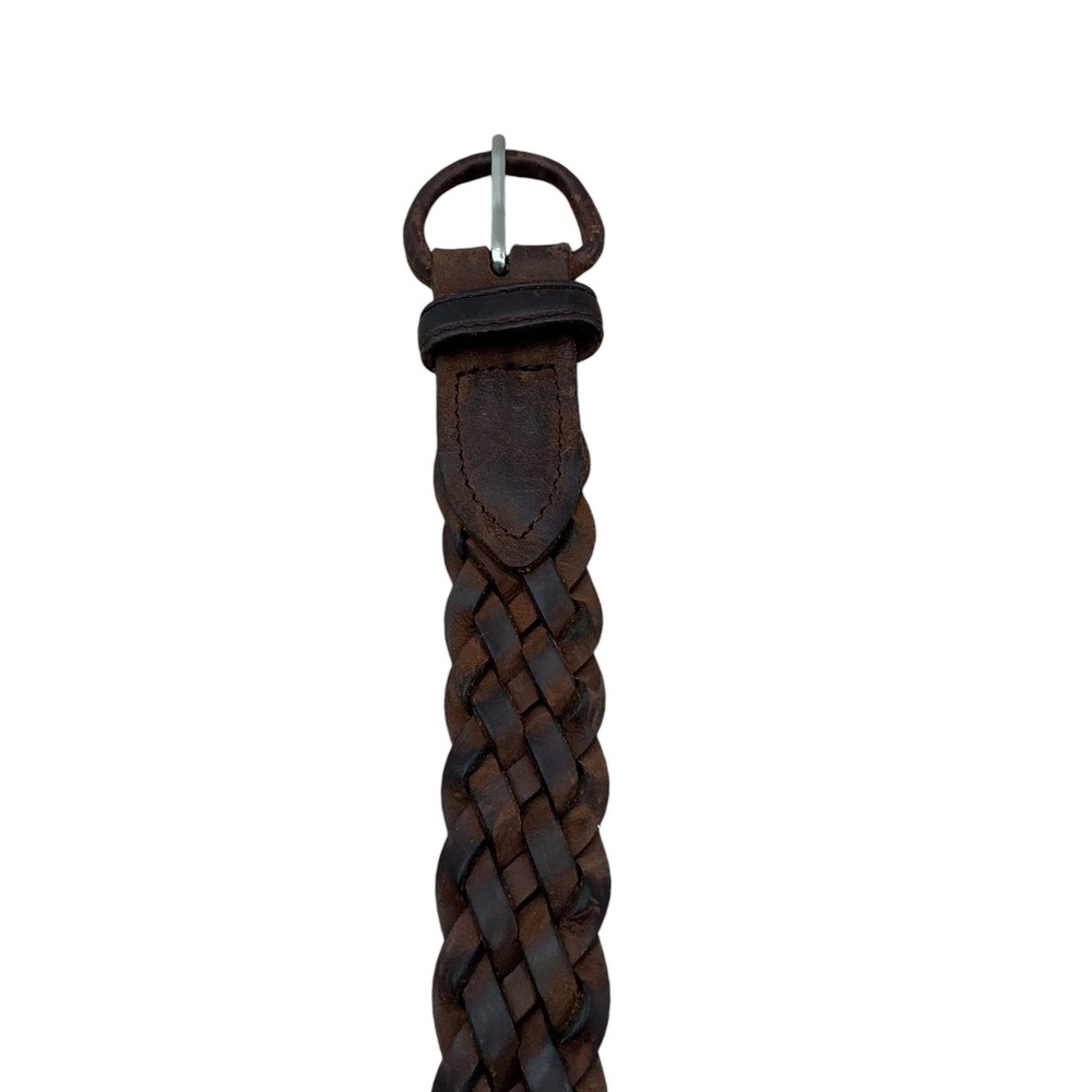 Mens Dark Brown Braided‎ Genuine Leather Belt Size 38 Woven Made in Guatemala